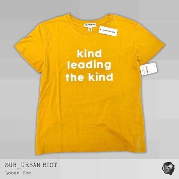 SUB_URBAN RIOT KIND LEADING THE KIND LOOSE T SHIRT IN 70s GOLD WOMEN SIZE SMALL - Picture 1 of 7